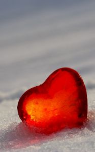 Preview wallpaper heart, glass, ice, red, snow, white