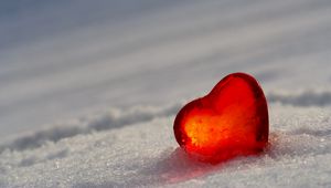 Preview wallpaper heart, glass, ice, red, snow, white