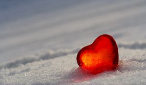 Preview wallpaper heart, glass, ice, red, snow, white