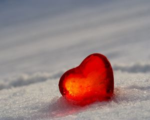 Preview wallpaper heart, glass, ice, red, snow, white