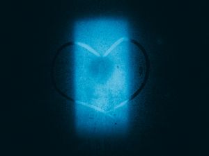 Preview wallpaper heart, glass, neon, dark, wet