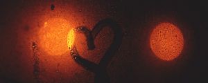 Preview wallpaper heart, glow, drops, glass, dark
