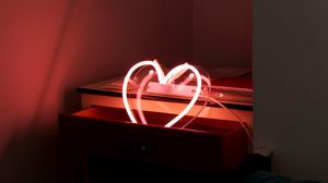 Preview wallpaper heart, glow, neon, room, dark