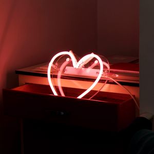Preview wallpaper heart, glow, neon, room, dark