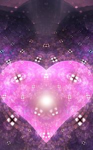 Preview wallpaper heart, glow, shapes, abstraction, pink, purple