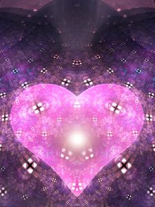 Preview wallpaper heart, glow, shapes, abstraction, pink, purple
