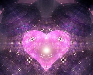 Preview wallpaper heart, glow, shapes, abstraction, pink, purple