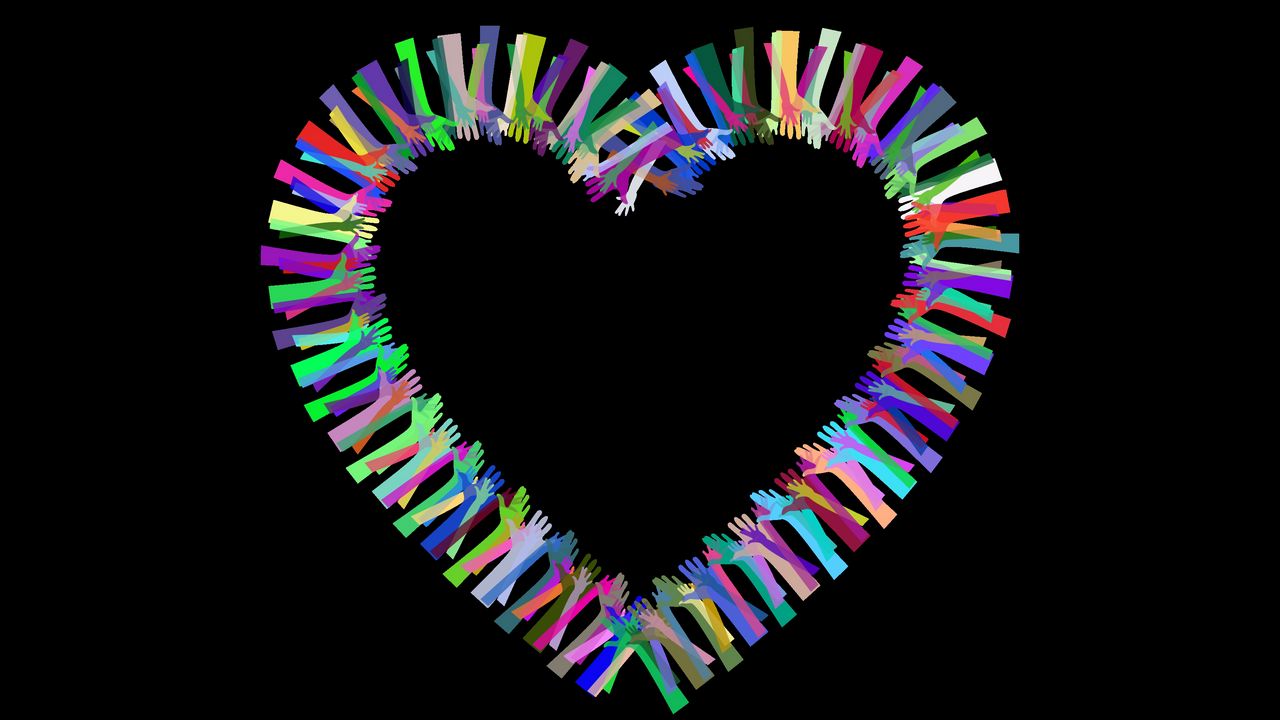 Wallpaper heart, hands, friendship, colorful