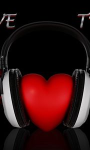 Preview wallpaper heart, headphones, background