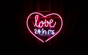 Preview wallpaper heart, inscription, neon, love