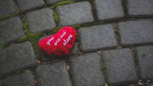 Preview wallpaper heart, inscription, tile, moss