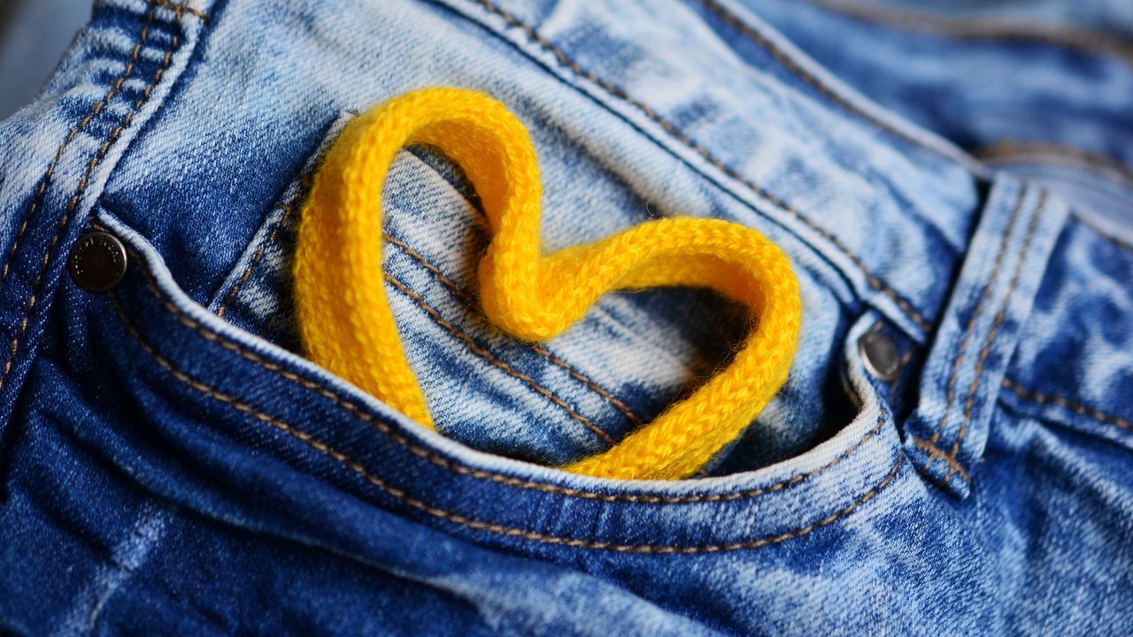 Wallpaper heart, lace, jeans