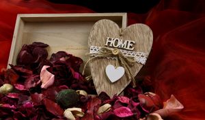 Preview wallpaper heart, letters, petals