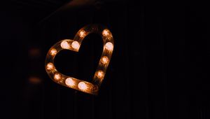 Preview wallpaper heart, light bulbs, glow, darkness, love