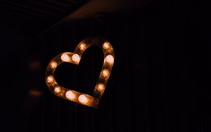 Preview wallpaper heart, light bulbs, glow, darkness, love