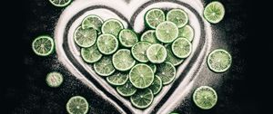 Preview wallpaper heart, limes, fruit, citrus