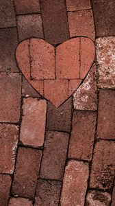 Preview wallpaper heart, love, bricks, road
