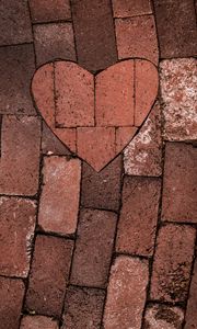 Preview wallpaper heart, love, bricks, road