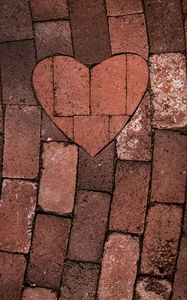 Preview wallpaper heart, love, bricks, road