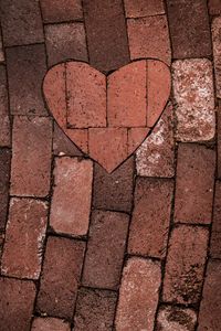 Preview wallpaper heart, love, bricks, road