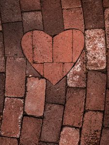 Preview wallpaper heart, love, bricks, road