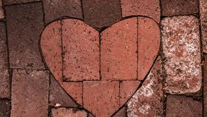 Preview wallpaper heart, love, bricks, road