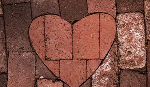 Preview wallpaper heart, love, bricks, road