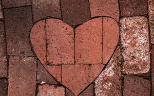 Preview wallpaper heart, love, bricks, road