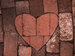 Preview wallpaper heart, love, bricks, road