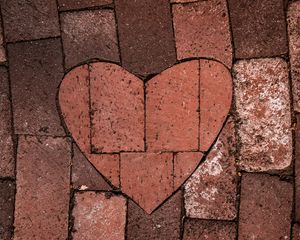 Preview wallpaper heart, love, bricks, road