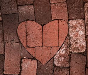 Preview wallpaper heart, love, bricks, road