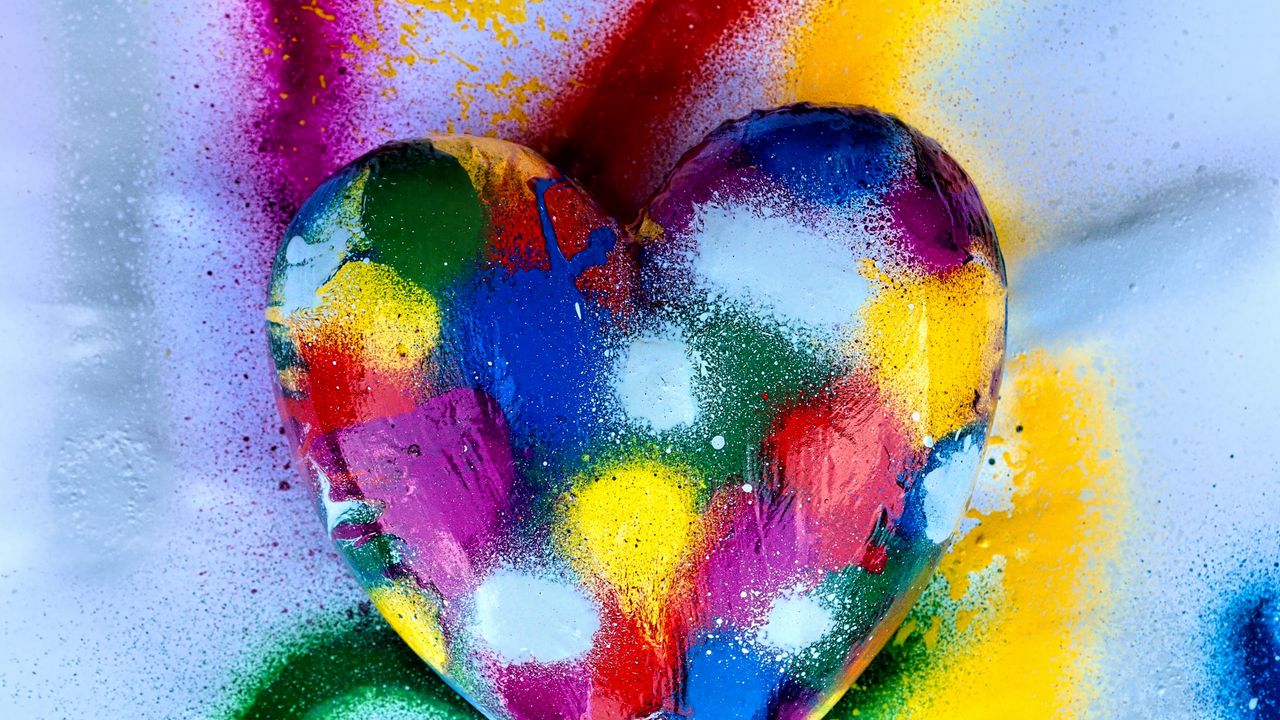 Wallpaper heart, love, colorful, paint
