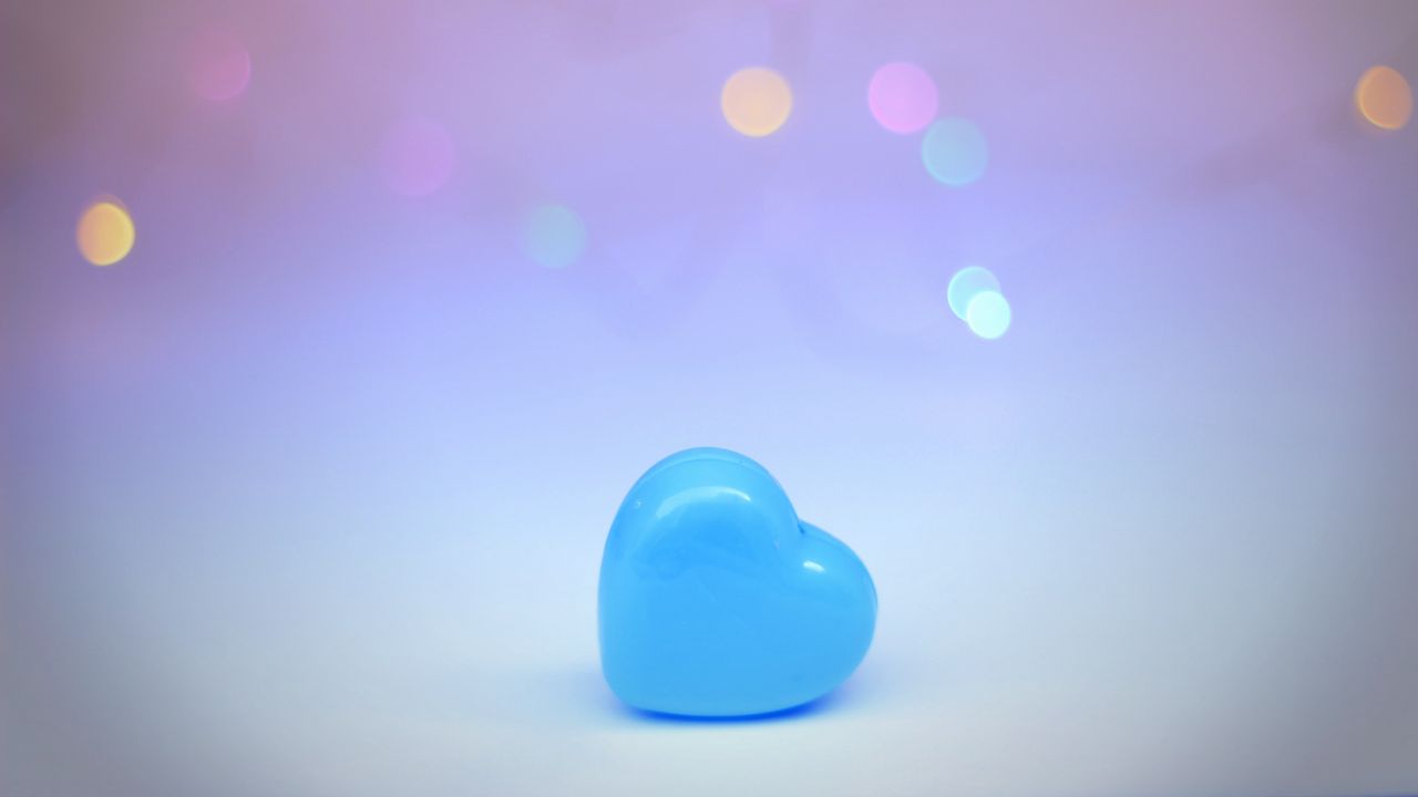 Wallpaper heart, love, glare, bokeh, blue