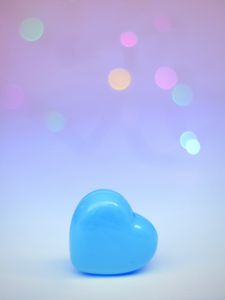 Preview wallpaper heart, love, glare, bokeh, blue