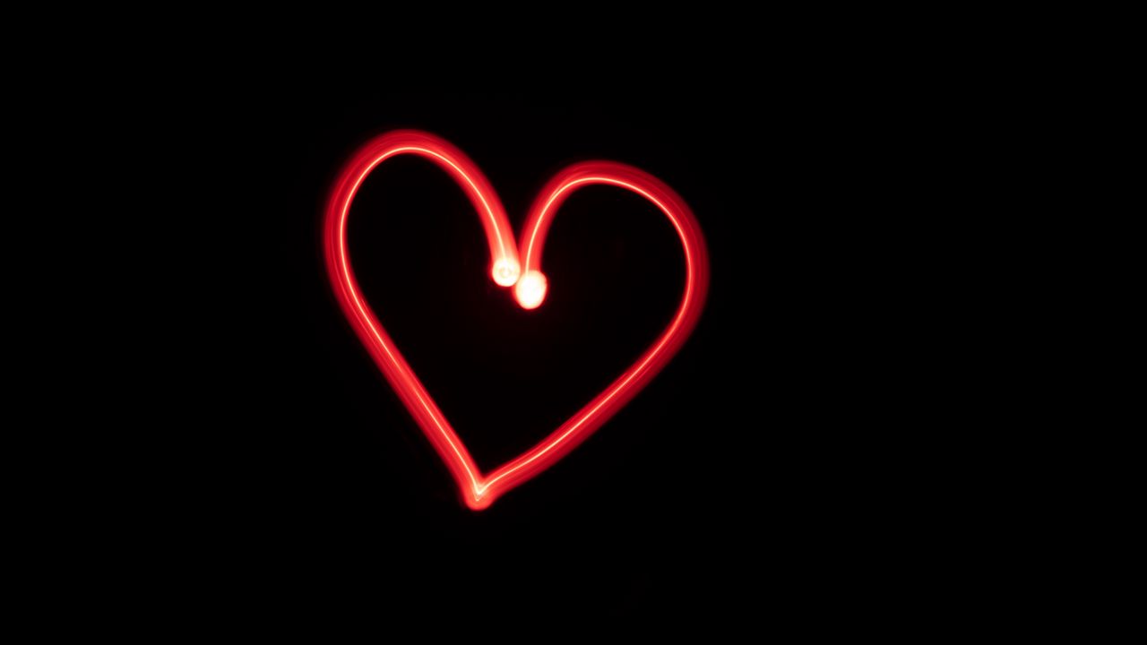 Wallpaper heart, love, neon, red