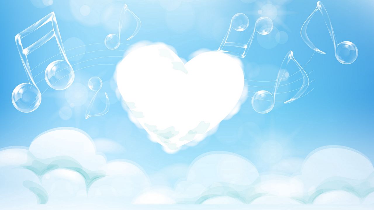 Wallpaper heart, melody, music, light