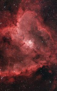 Preview wallpaper heart nebula, nebula, glow, stars, space, red