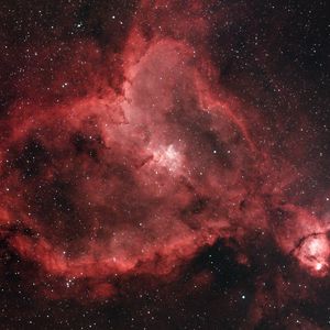 Preview wallpaper heart nebula, nebula, glow, stars, space, red