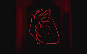 Preview wallpaper heart, neon, art, dark