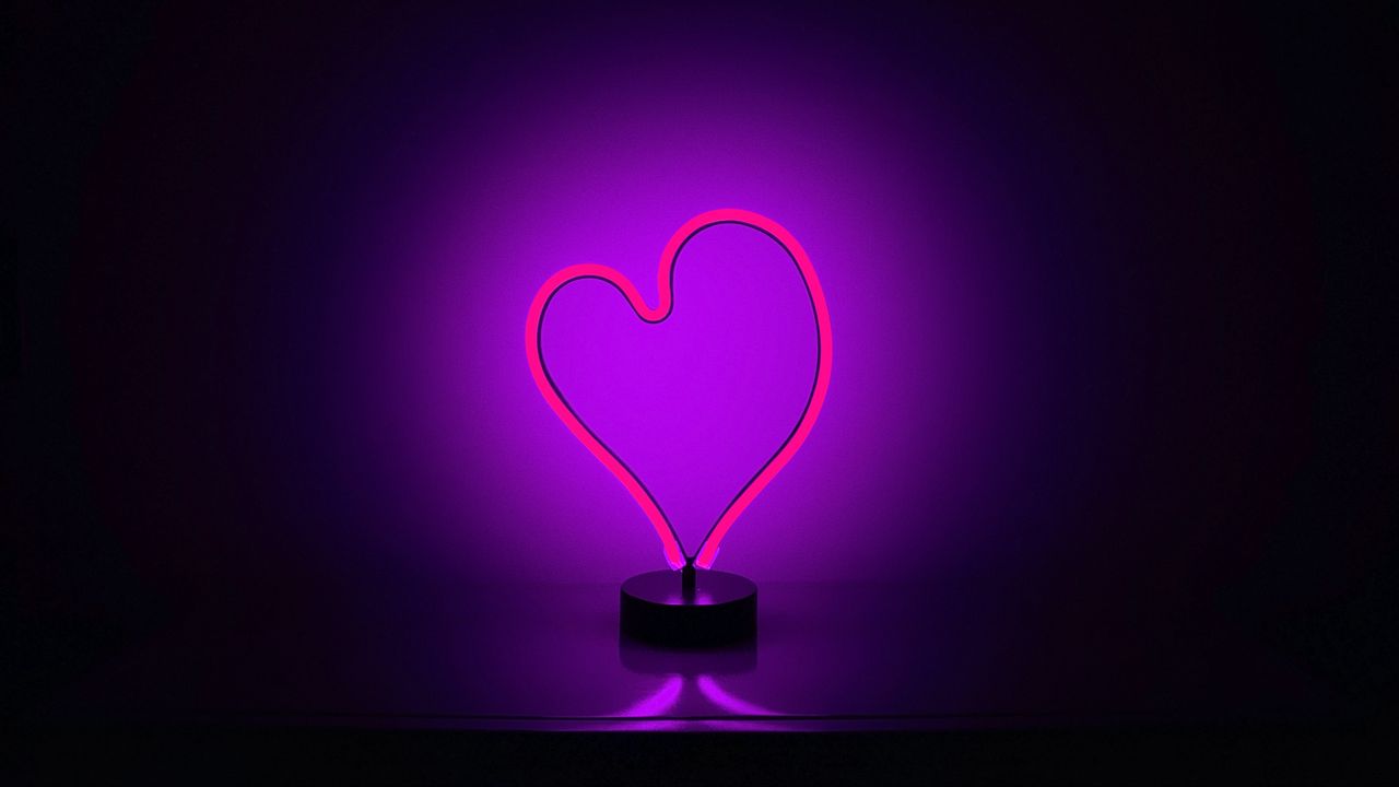 Wallpaper heart, neon, backlight