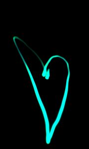 Preview wallpaper heart, neon, blue, black background