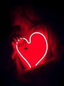 Preview wallpaper heart, neon, light, hands