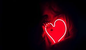 Preview wallpaper heart, neon, light, hands