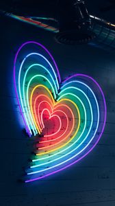 Preview wallpaper heart, neon, lighting, wall