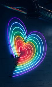 Preview wallpaper heart, neon, lighting, wall