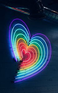 Preview wallpaper heart, neon, lighting, wall