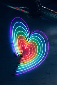 Preview wallpaper heart, neon, lighting, wall