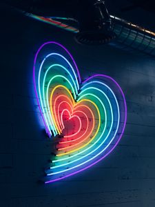 Preview wallpaper heart, neon, lighting, wall