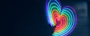 Preview wallpaper heart, neon, lighting, wall