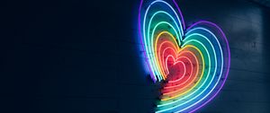 Preview wallpaper heart, neon, lighting, wall